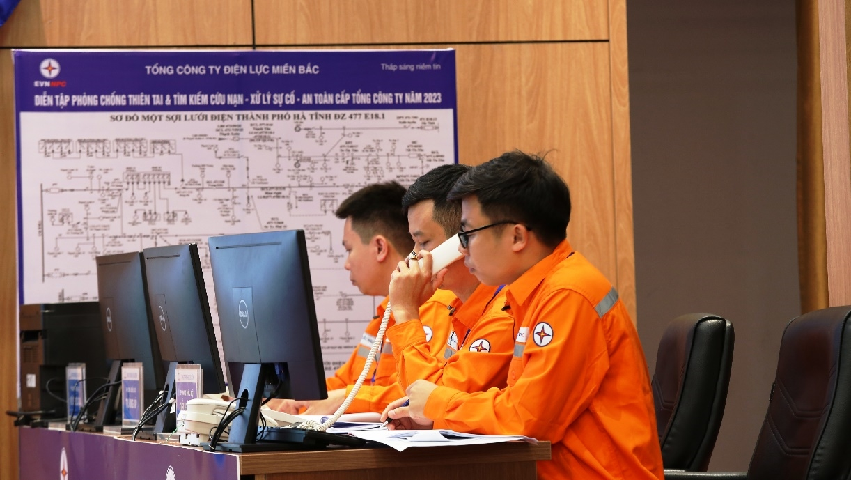 Tổng công ty Điện lực miền Bắc tổ chức diễn tập Phòng chống thiên tai và tìm kiếm cứu nạn - xử lý sự cố, an toàn cấp Tổng công ty năm 2023 (19/05/2023)